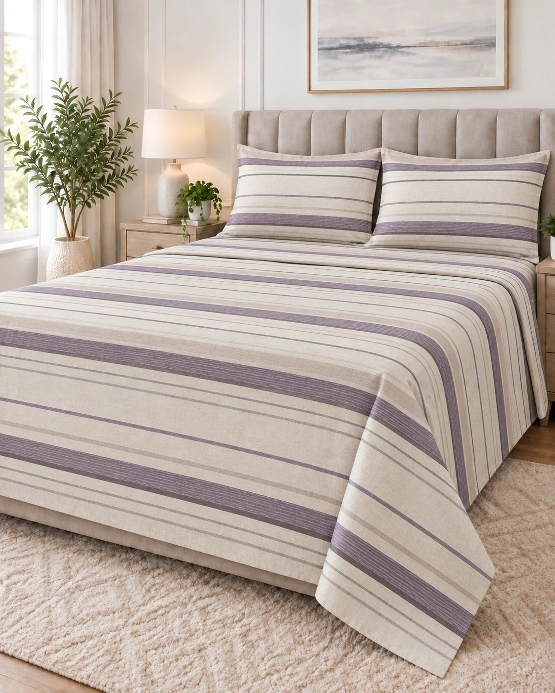 Juego de Sábanas 500 Hilos 2 plazas - Linen Mauve 4 Piezas