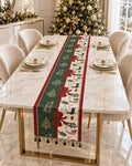 Camino de Mesa Navideño Christmas Bow – Verde y Rojo