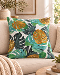 Cojín Decorativo Estampado Modelo Monstera Gold – Diseño Tropical