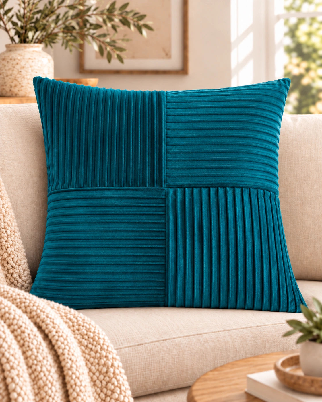 Cojín Decorativo Modelo Oslo – Diseño Acanalado Patchwork