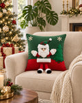 Cojín Decorativo Navideño Santa Forest – Verde y Rojo
