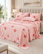Juego de Sábanas 300 hilos Estampadas Suaves Sakura Rosa