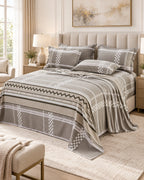 Juego de Sábanas 300 hilos Estampadas Suaves Tribal Taupe