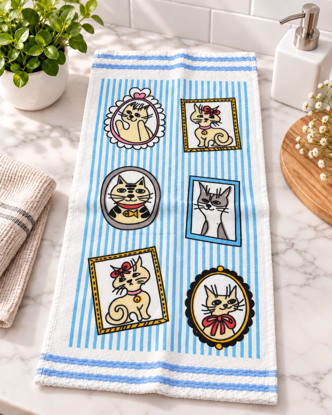 Paño de Cocina 100% Algodón Ultra Absorbente – Diseño Galería de Gatitos