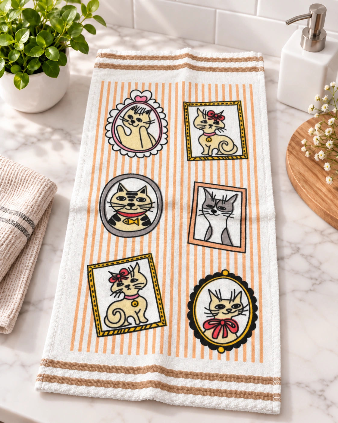 Paño de Cocina 100% Algodón Ultra Absorbente – Diseño Galería de Gatitos