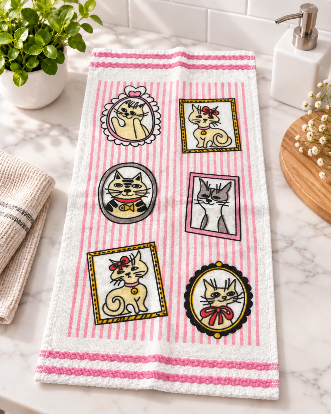 Paño de Cocina 100% Algodón Ultra Absorbente – Diseño Galería de Gatitos