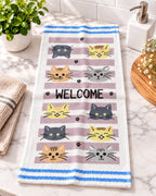 Paño de Cocina 100% Algodón Ultra Absorbente – Diseño Gatitos Welcome