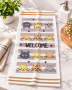 Paño de Cocina 100% Algodón Ultra Absorbente – Diseño Gatitos Welcome