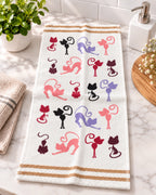 Paño de Cocina 100% Algodón Ultra Absorbente – Diseño Siluetas de Gatitos