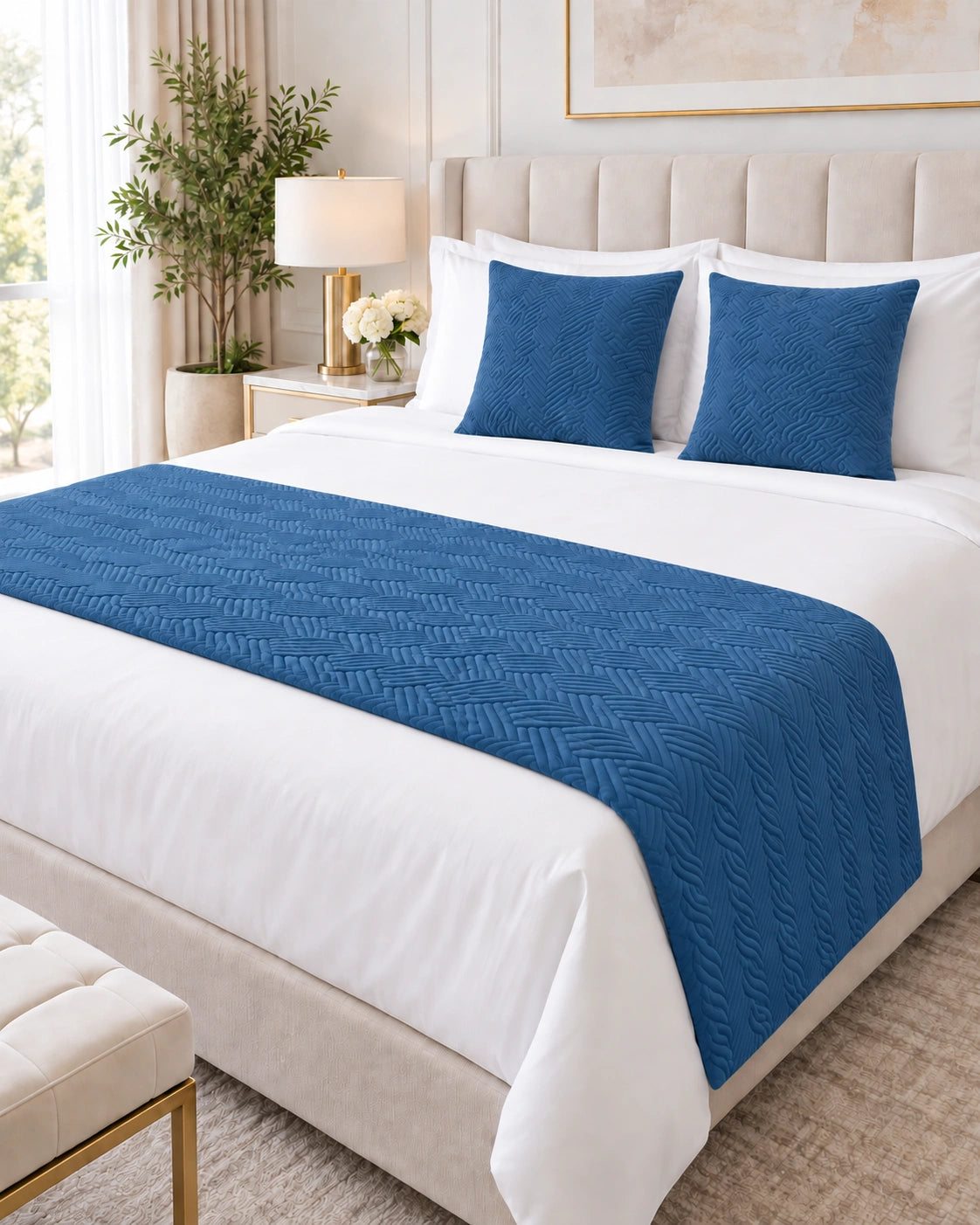 Set Piecera Decorativa + 2 Fundas de Almohada – Modelo Trenza