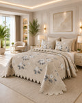 Quilt de Verano 2 plazas Magnolia Ivory Floral 5 Piezas