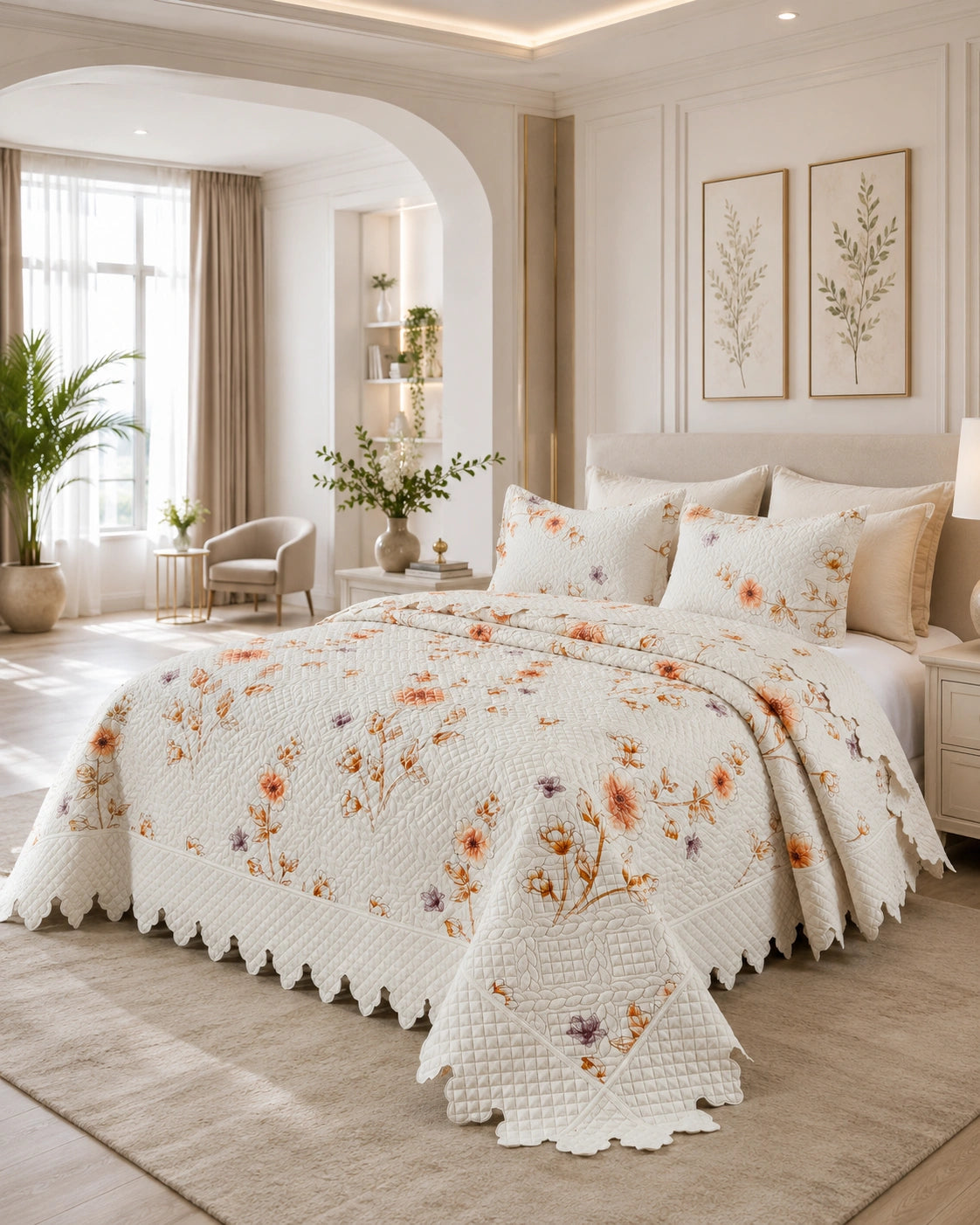 Quilt de Verano 2 plazas Magnolia Peach Bloom 5 Piezas