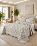Quilt de Verano 2 plazas Magnolia Silver Geométrico  5 Piezas