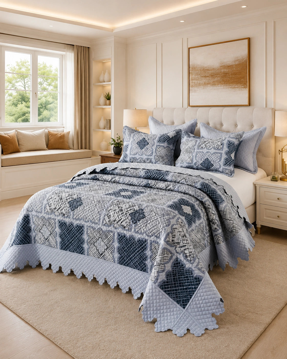 Quilt de Verano King Magnolia Blue Mosaic 5 Piezas