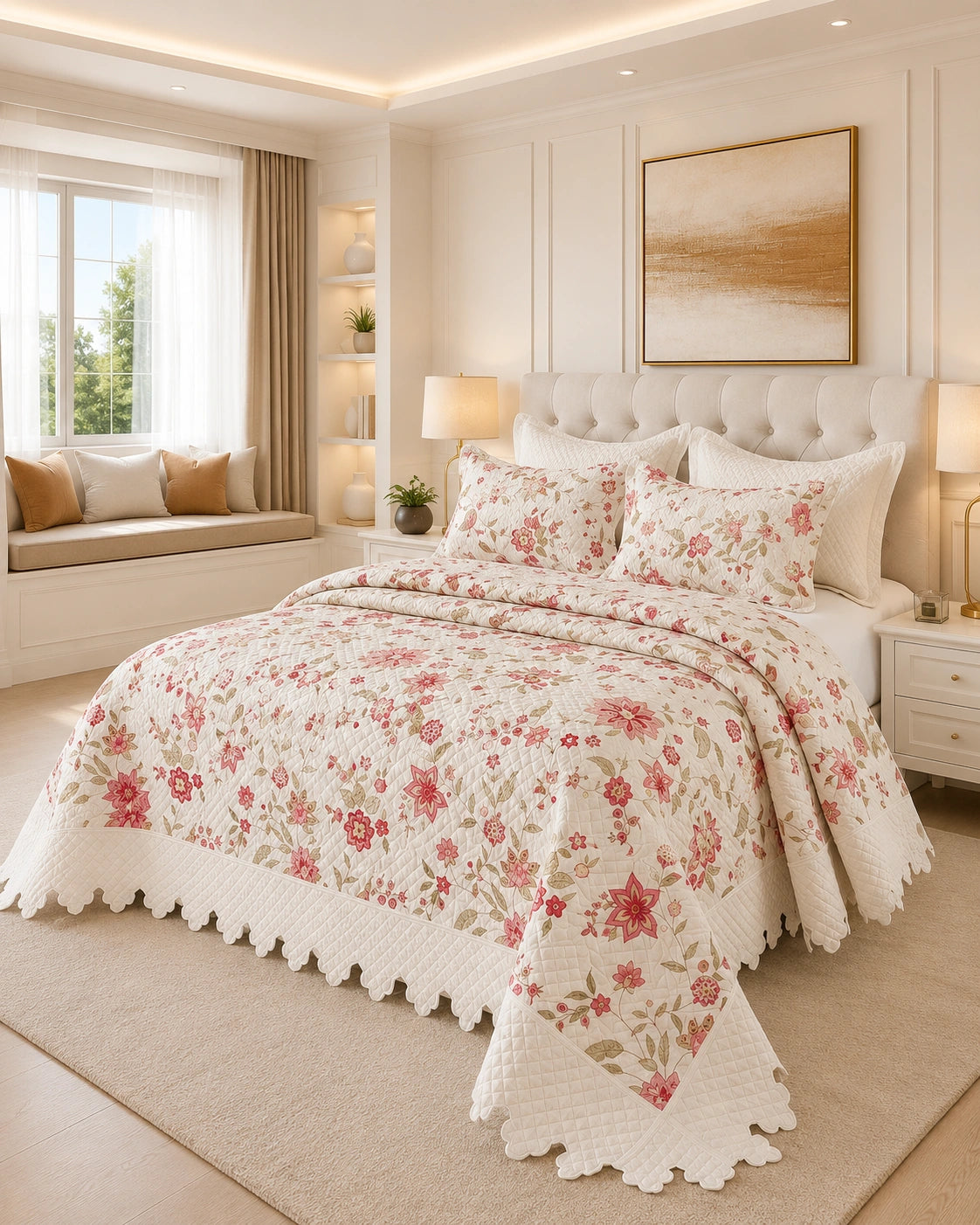 Quilt de Verano King Magnolia Pink Garden 5 Piezas