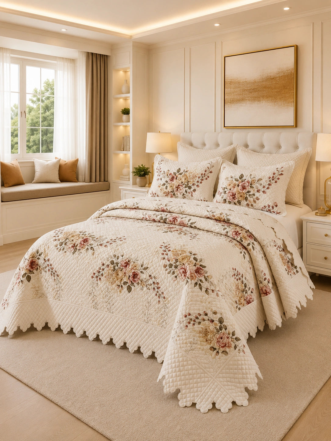 Quilt de Verano King Magnolia Vintage Bouquet 5 Piezas
