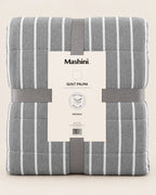 Quilt Palma King Gris con Líneas – Reverso Sherpa