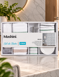 Set de Baño Mashini 6 Piezas – Cortina a Rayas y Accesorios