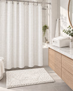 Set de Baño Mashini Gris (15 Piezas) – Cortina, Alfombra y Organizador