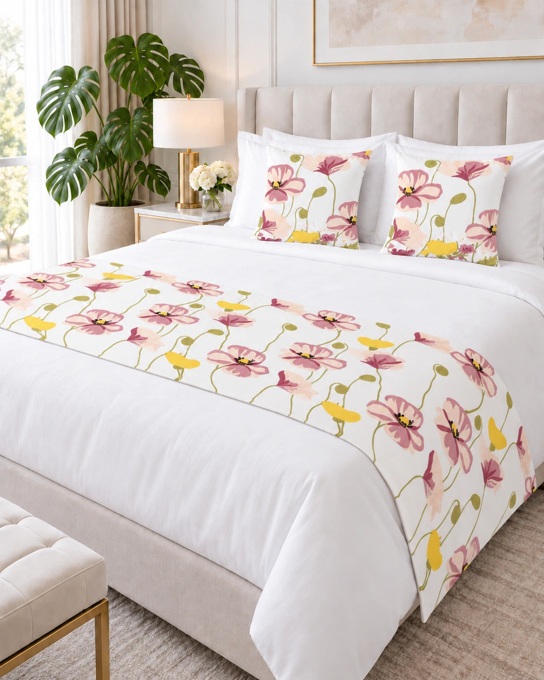 Set Piecera Estampada + 2 Fundas de Almohada – Modelo Amapola