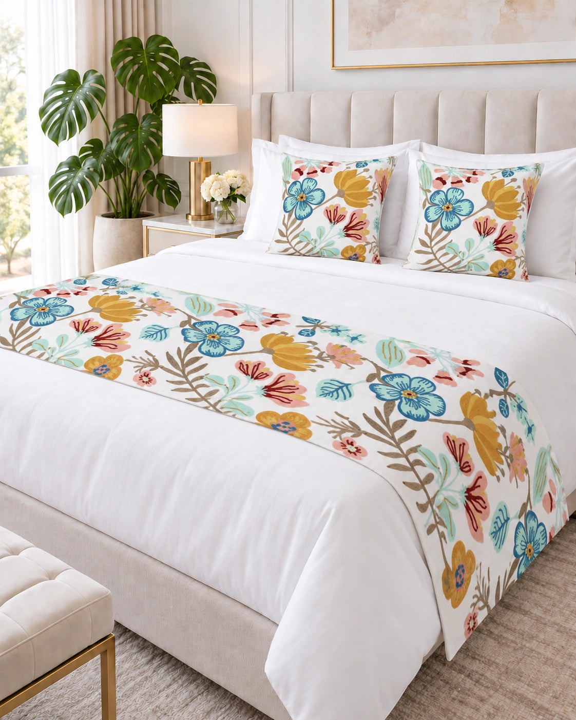 Set Piecera Estampada + 2 Fundas de Almohada – Modelo Jardín