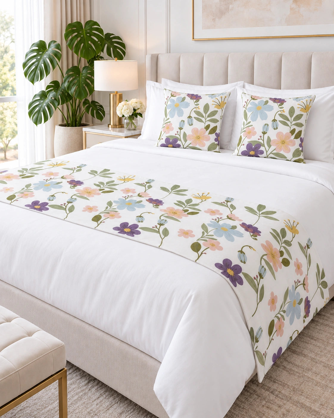 Set Piecera Estampada + 2 Fundas de Almohada – Modelo Primavera