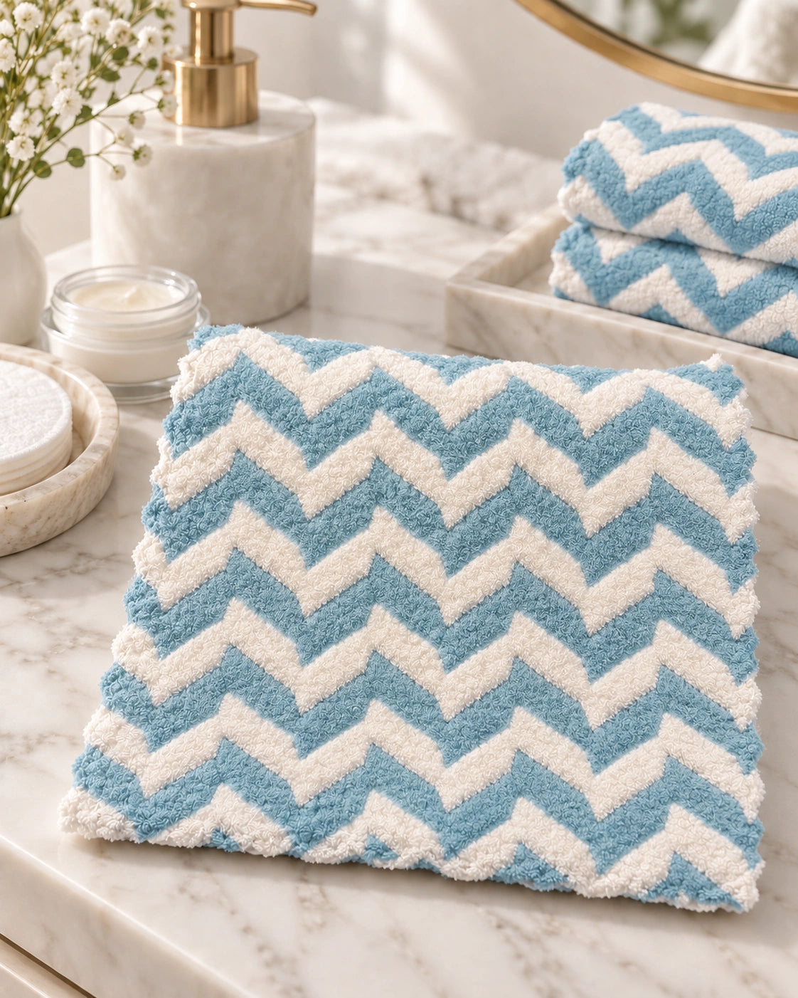 Toalla de Rostro Microfibra Hipoalergénica 30x30 cm – Zigzag