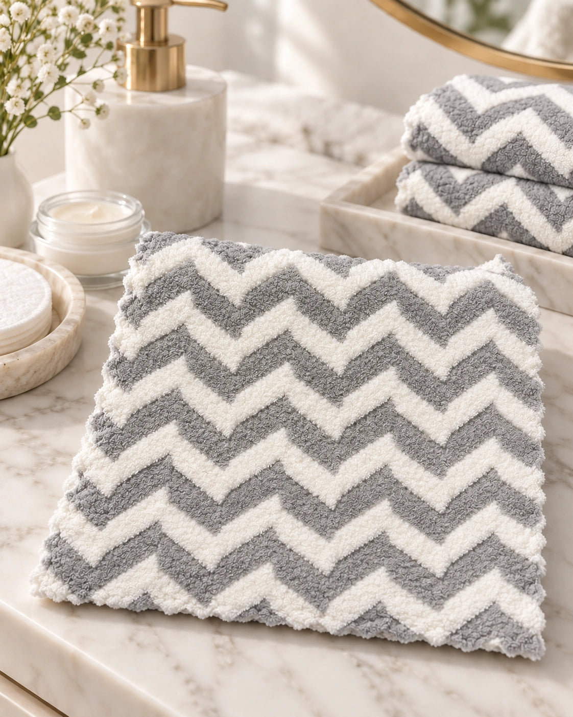 Toalla de Rostro Microfibra Hipoalergénica 30x30 cm – Zigzag