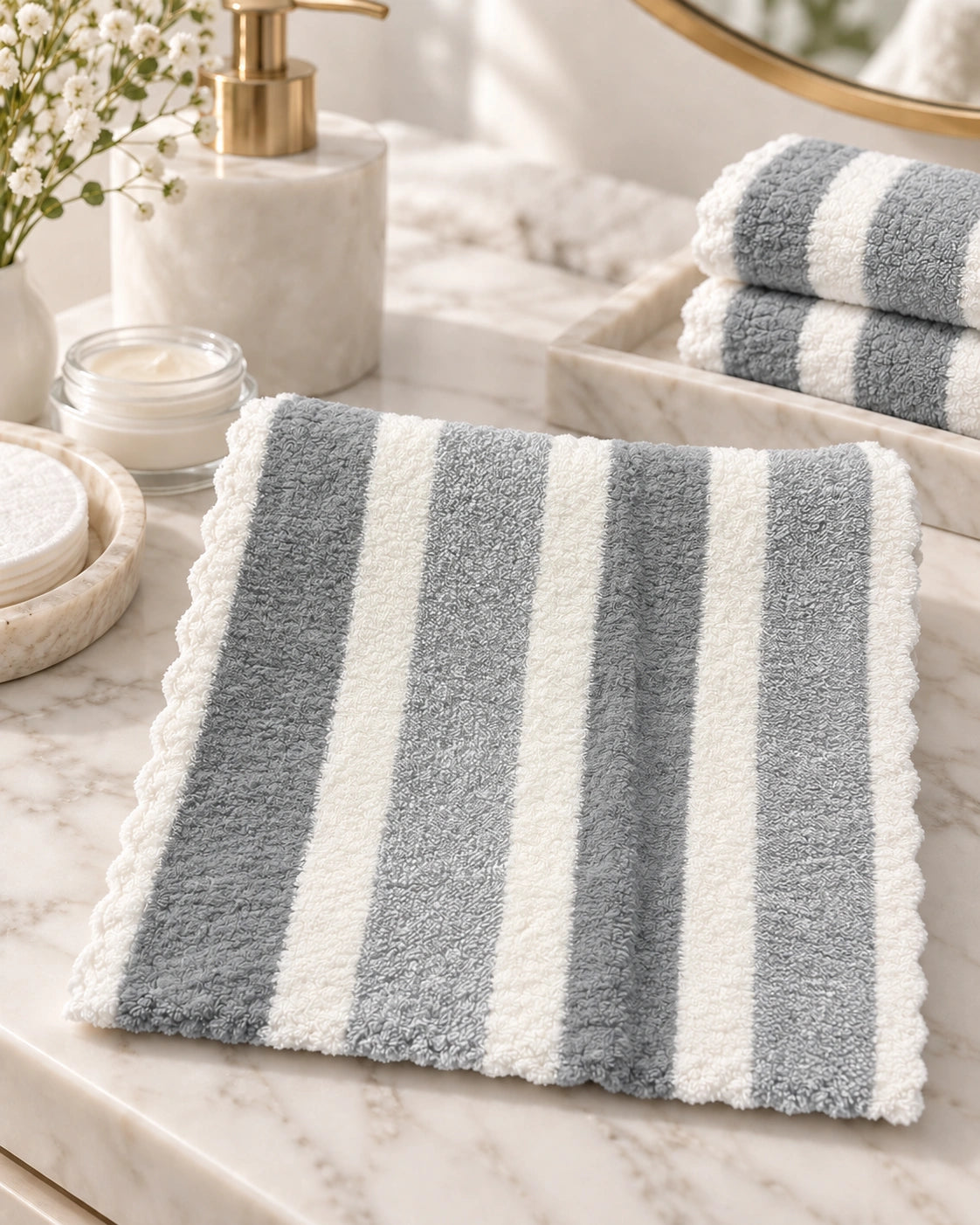 Toalla de Rostro Microfibra Hipoalergénica 30x30 cm – Franjas Soft
