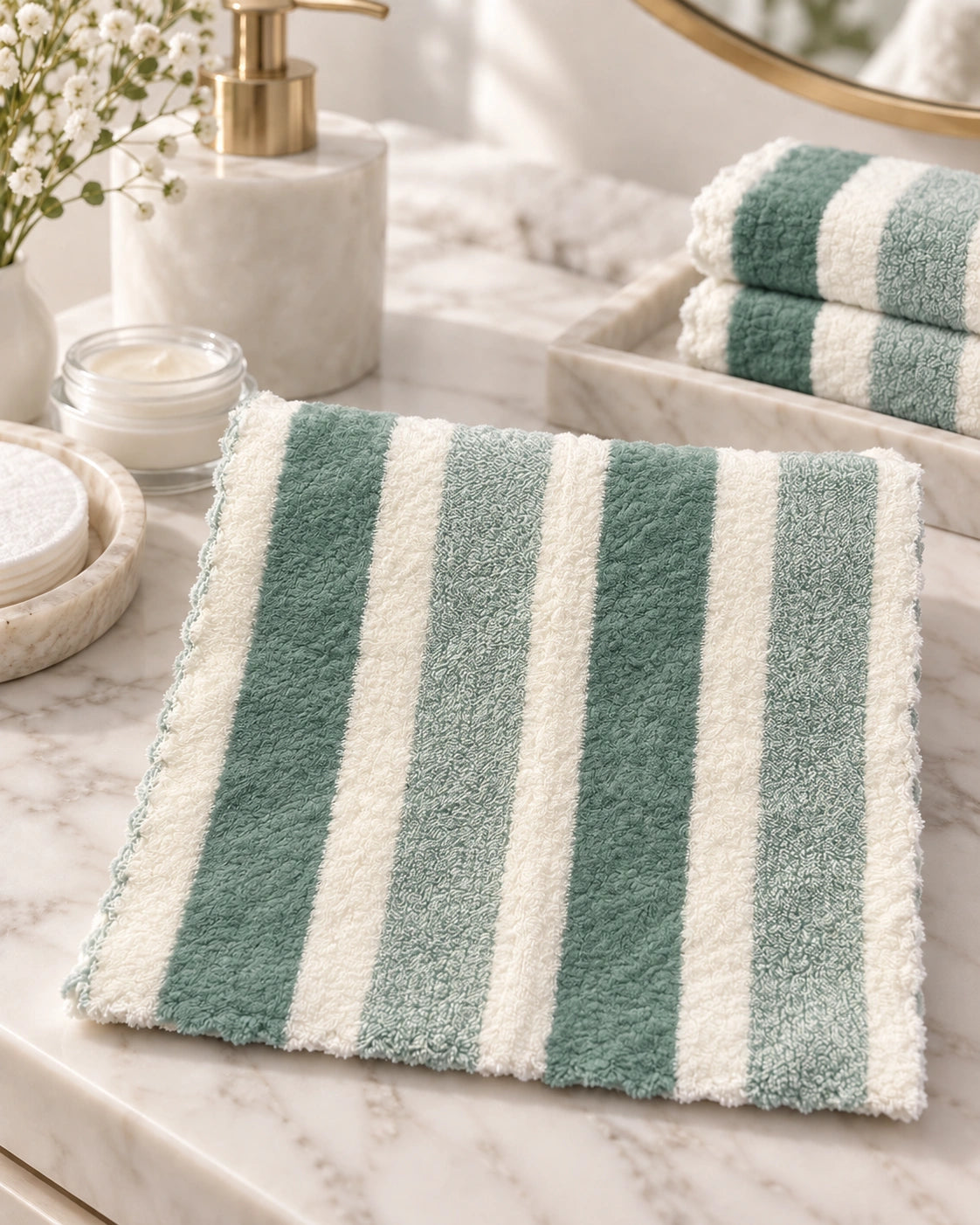 Toalla de Rostro Microfibra Hipoalergénica 30x30 cm – Franjas Soft