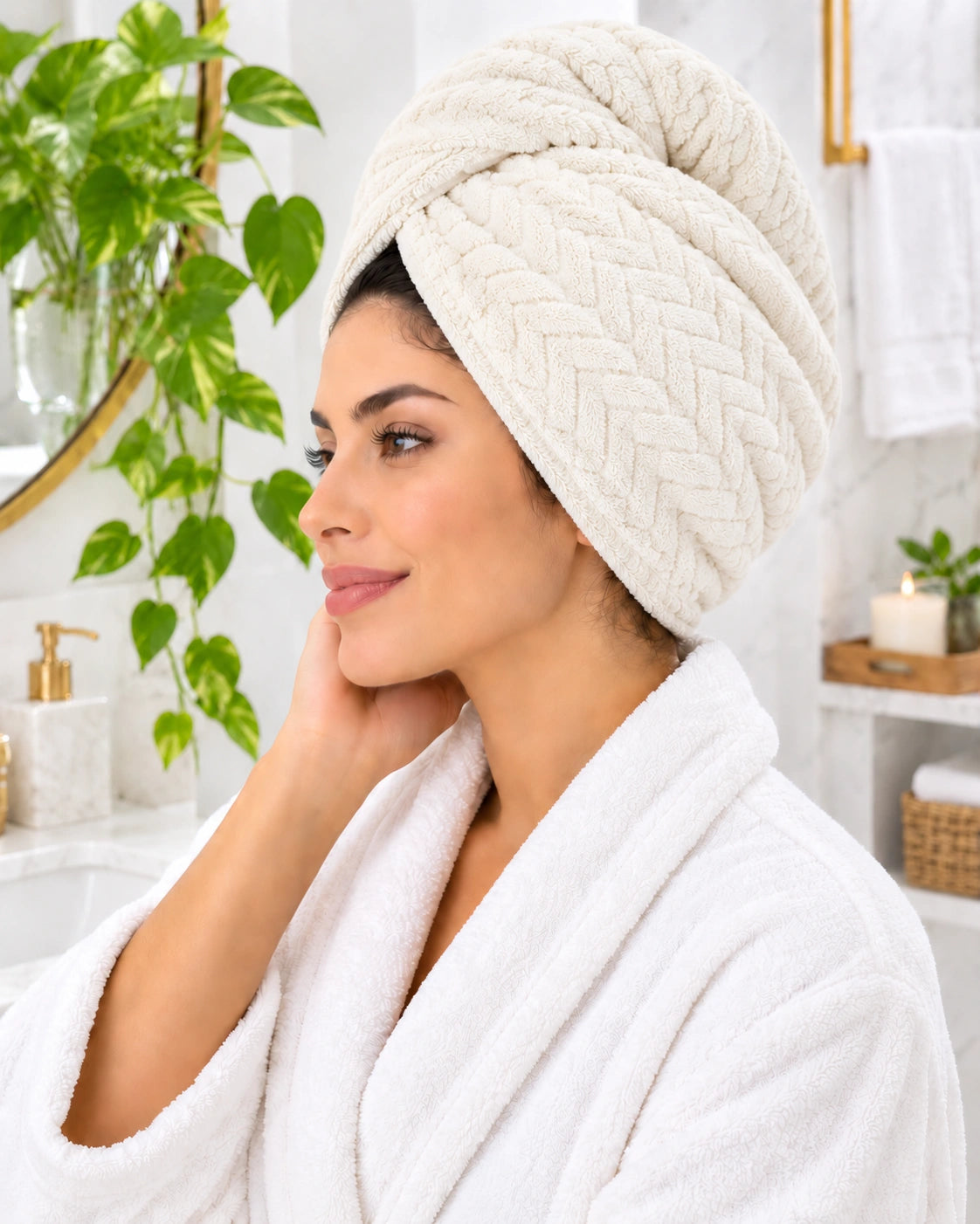 Turbante de Microfibra Premium Trenzado – Secado Rápido