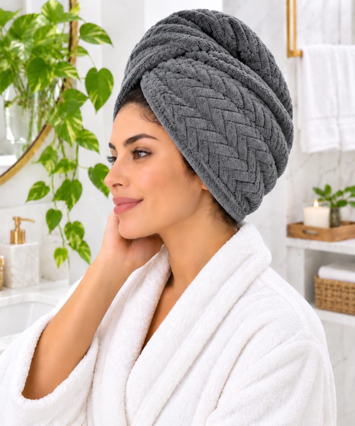 Turbante de Microfibra Premium Trenzado – Secado Rápido