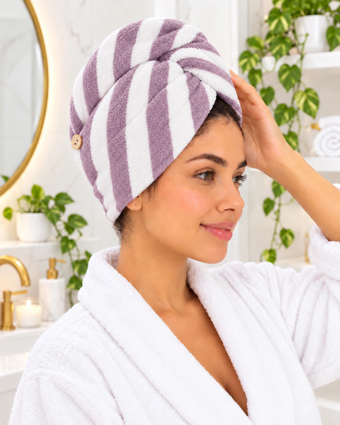 Turbante de Microfibra Premium Rayas – Secado Rápido