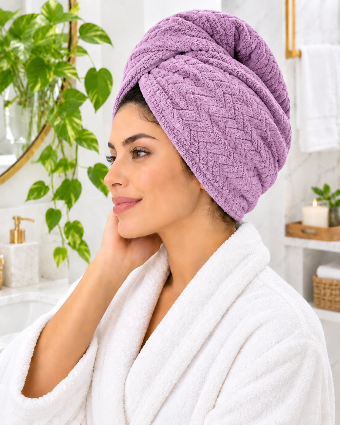 Turbante de Microfibra Premium Trenzado – Secado Rápido