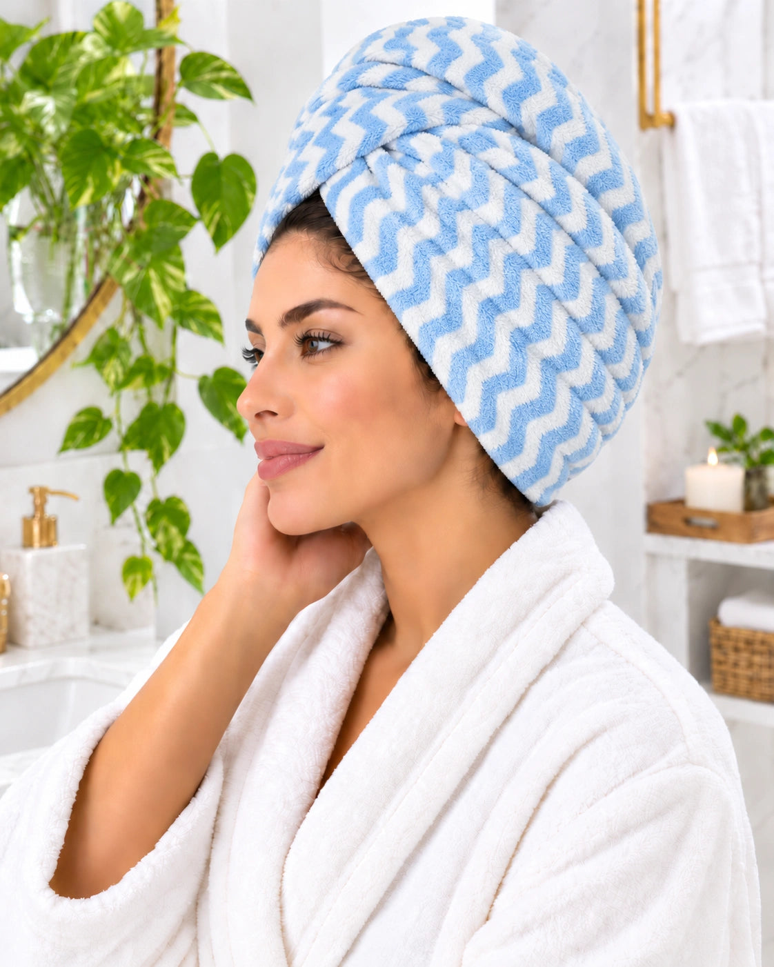 Turbante de Microfibra Premium Zigzag – Secado Rápido