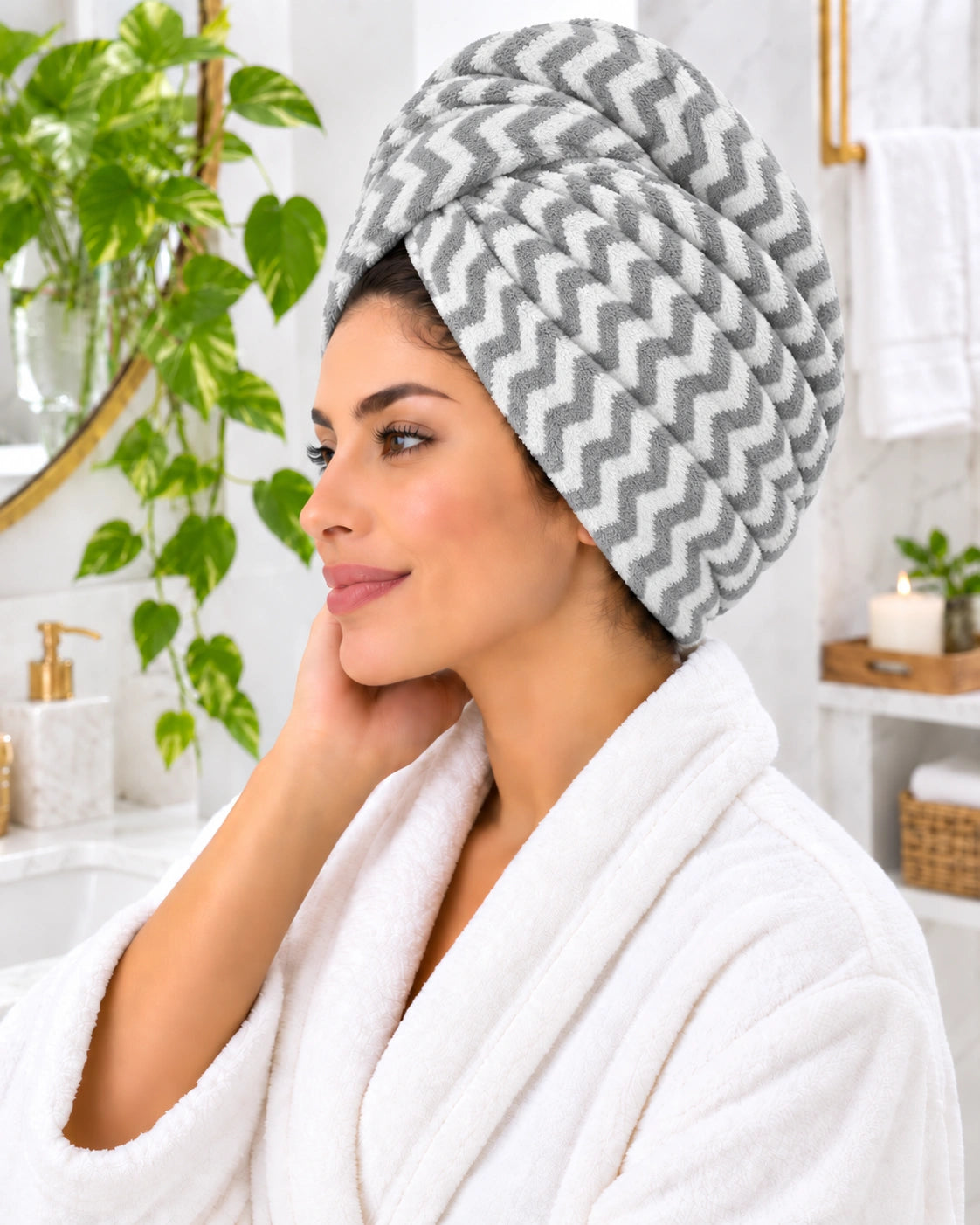 Turbante de Microfibra Premium Zigzag – Secado Rápido