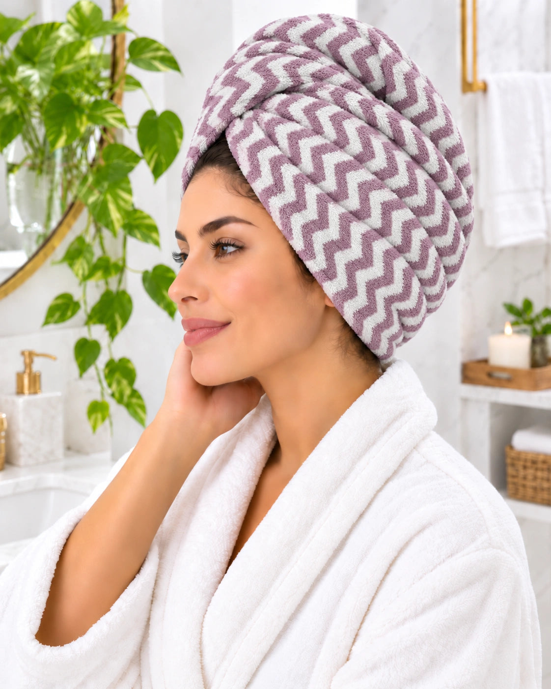 Turbante de Microfibra Premium Zigzag – Secado Rápido